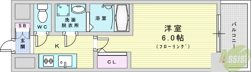 大阪市西淀川区千舟のマンションの間取り