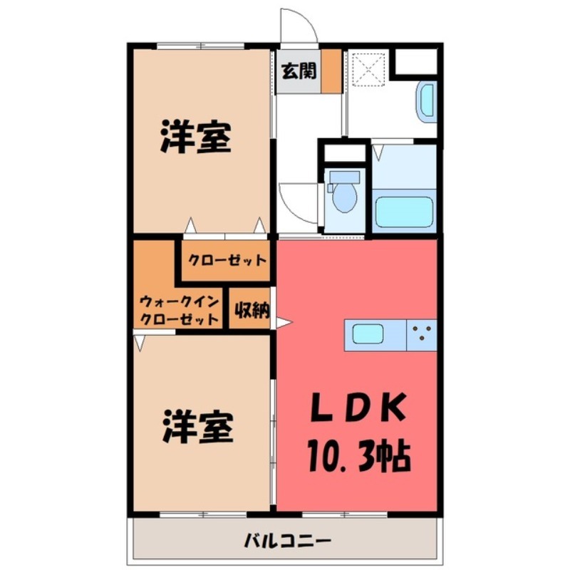 【宇都宮市川田町のマンションの間取り】