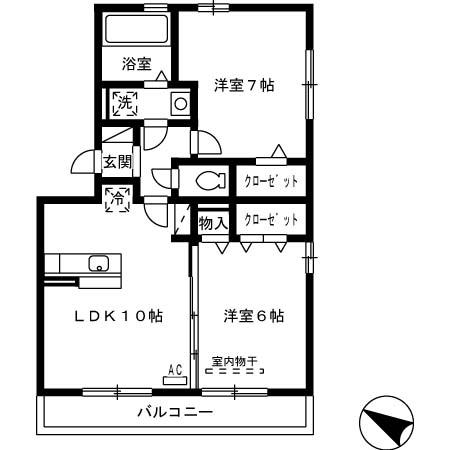 熊本市東区小山のアパートの間取り