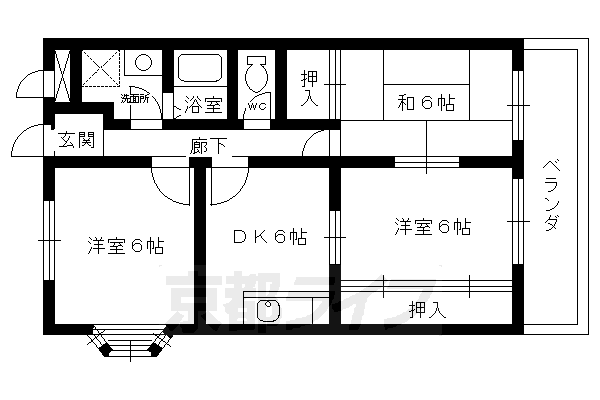 京都市伏見区羽束師志水町のマンションの間取り