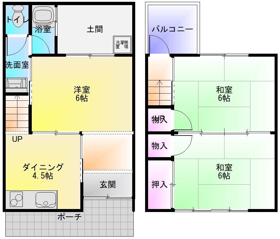 【高安町北5丁目テラスハウスの間取り】