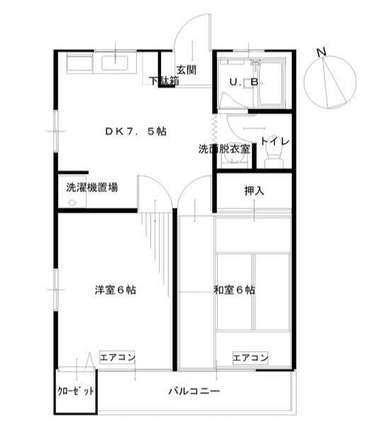 京王線 調布駅 徒歩8分 3階建 築39年の間取り写真