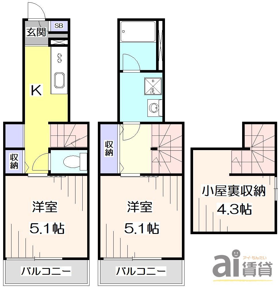 ＪＲ中央線 国立駅 徒歩12分 2階建 築1年の間取り写真