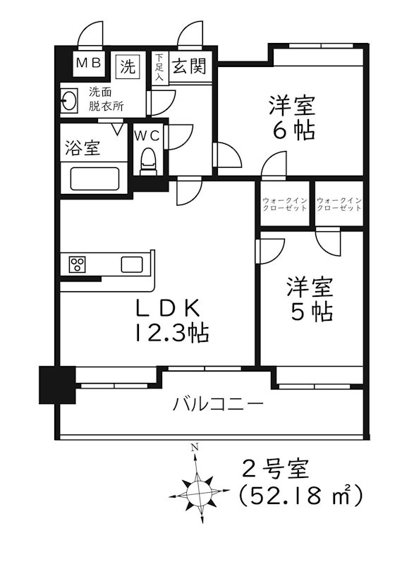 地下鉄箱崎線 貝塚駅 徒歩17分 6階建 築8年の間取り写真