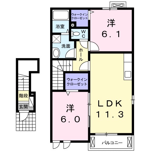 呉市音戸町坪井のアパートの間取り