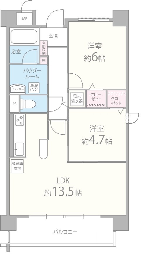 姫路市阿保のマンションの間取り