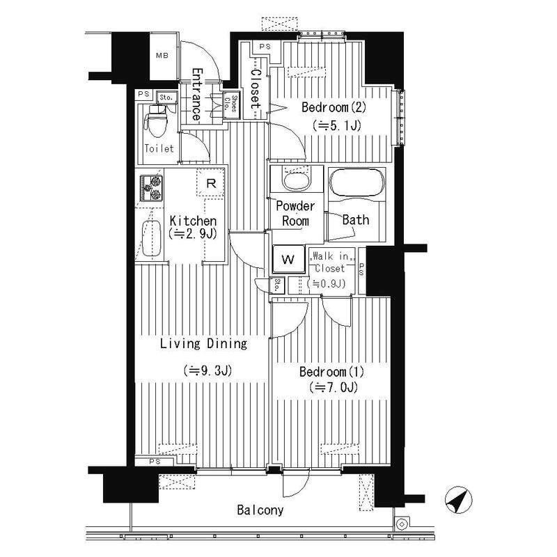 新宿区北新宿のマンションの間取り