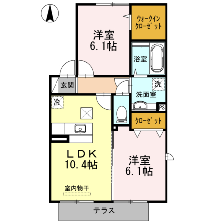 熊本市東区健軍のアパートの間取り