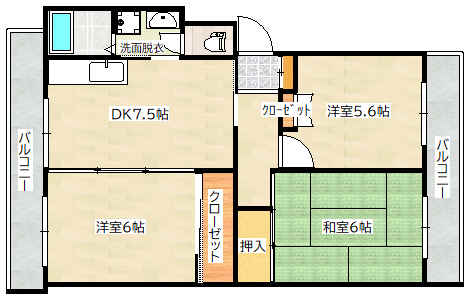 広島市佐伯区利松のマンションの間取り