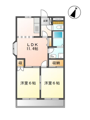 知多郡阿久比町大字卯坂のアパートの間取り