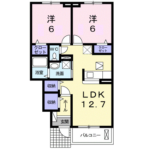 八代市竹原町のアパートの間取り