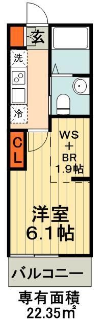 千葉市中央区鶴沢町のアパートの間取り