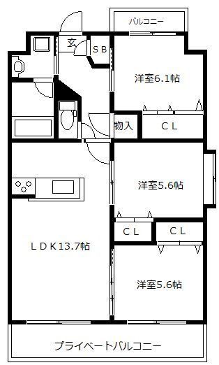 mon coeur香椎駅前の間取り