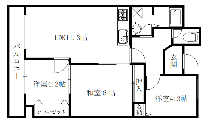 パレロワイヤル狐島の間取り