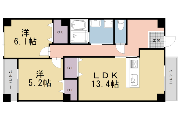 京都市中京区亀屋町のマンションの間取り