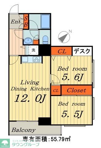 台東区蔵前のマンションの間取り