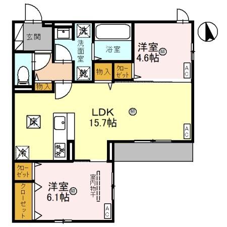 西宮市甲子園一番町のアパートの間取り