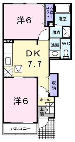 鳥取市賀露町西のアパートの間取り