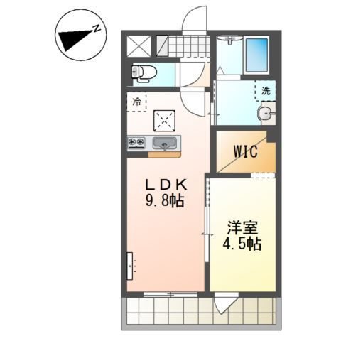 川西市笹部のアパートの間取り