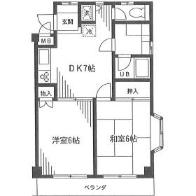 世田谷区鎌田のマンションの間取り