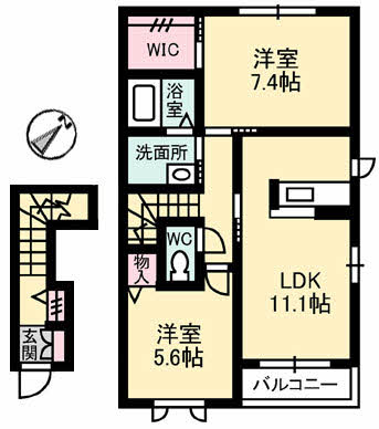 松江市下東川津町のアパートの間取り