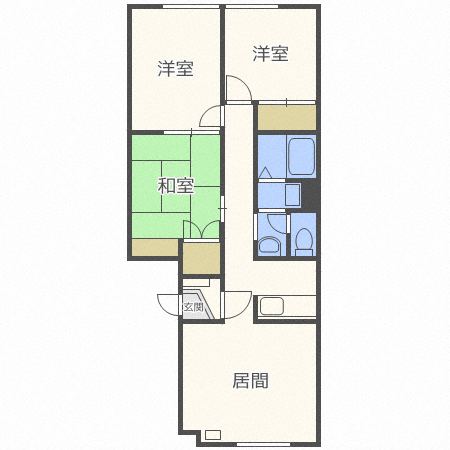 札幌市手稲区稲穂二条のアパートの間取り