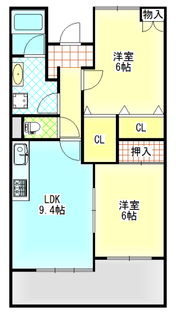 浜松市中央区海老塚のマンションの間取り