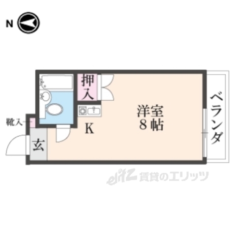 京都市山科区大宅辻脇町のマンションの間取り