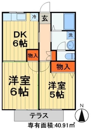 市原市北国分寺台のアパートの間取り