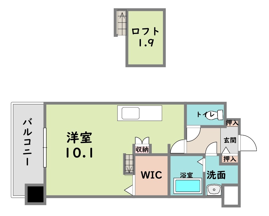 北九州市小倉南区北方のマンションの間取り