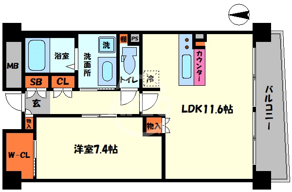 大阪市浪速区桜川のマンションの間取り