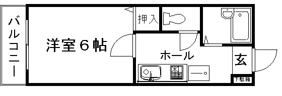 京都市北区衣笠氷室町のマンションの間取り