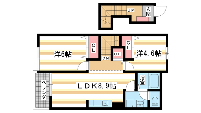 天理市別所町のアパートの間取り