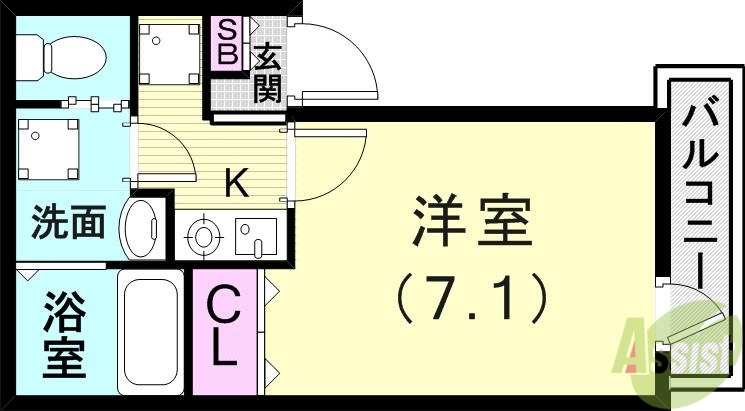 神戸市兵庫区三石通のアパートの間取り