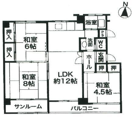 神戸市東灘区御影山手のマンションの間取り