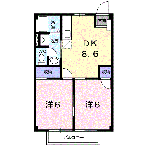 岡山市南区豊浜町のアパートの間取り