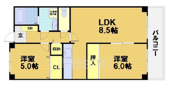 京都市南区久世東土川町のマンションの間取り