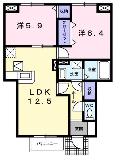 青梅市大柳町のアパートの間取り