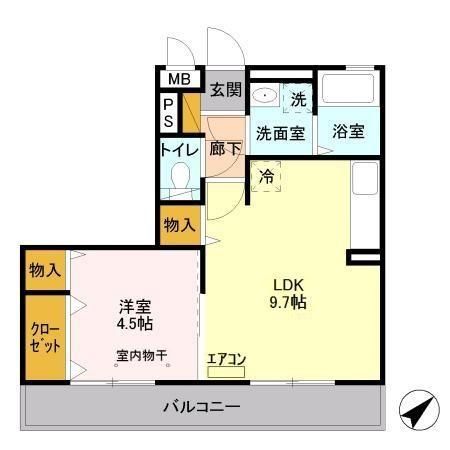 鴨川市横渚のアパートの間取り