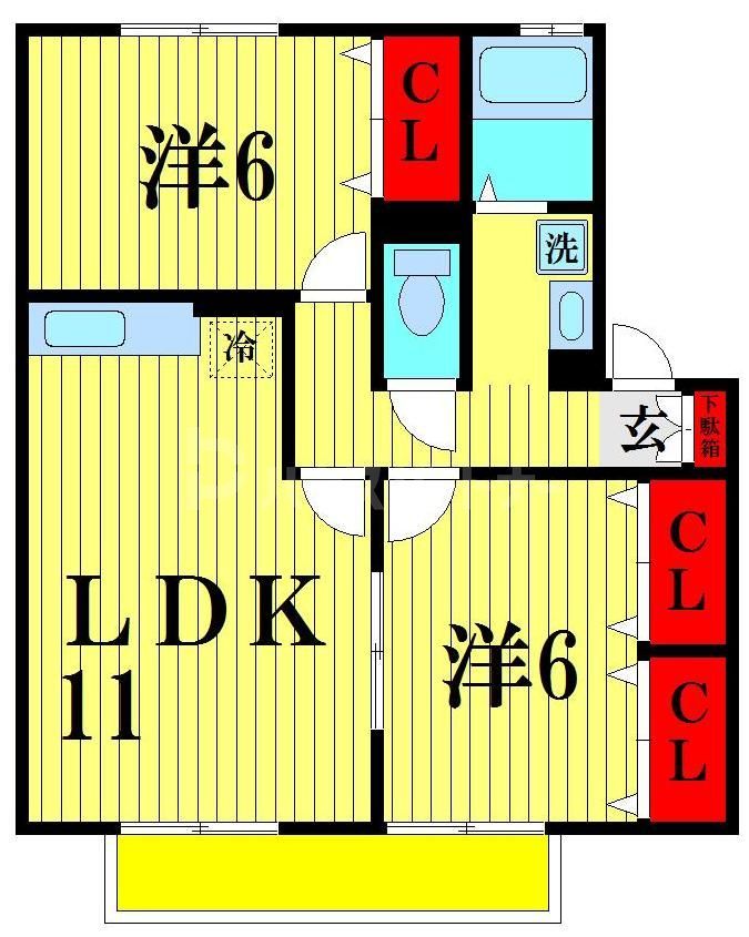 市川市堀之内のアパートの間取り