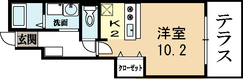 城陽市寺田のアパートの間取り