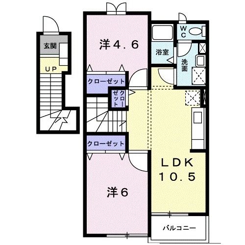 小城市三日月町堀江のアパートの間取り