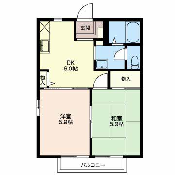 豊川市篠束町のアパートの間取り