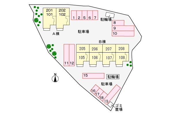 【呉市川尻町久筋のアパートの駐車場】