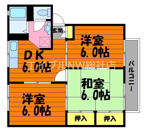 総社市小寺のアパートの間取り