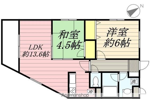 京王線 西調布駅 徒歩20分 4階建 築27年の間取り写真