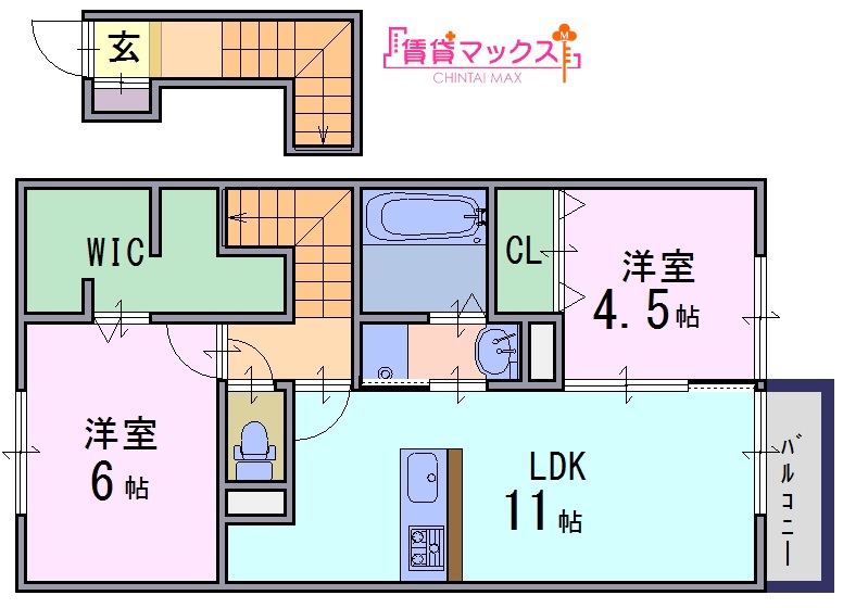 橿原市曲川町のアパートの間取り