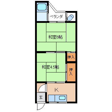 長岡京市開田のアパートの間取り