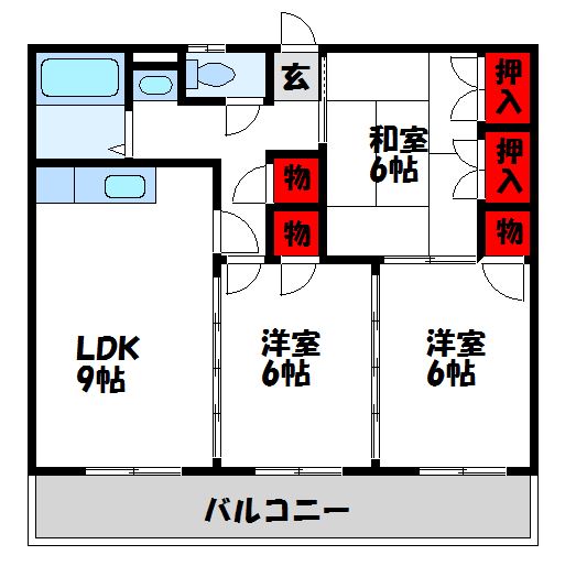 宗像市東郷のアパートの間取り