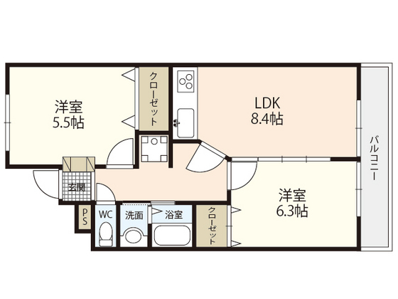 広島市西区高須のマンションの間取り